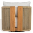 Safavieh Marina Teak Wood Swivel Patio Chair in White / Teak