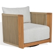 Safavieh Marina Teak Wood Swivel Patio Chair in White / Teak