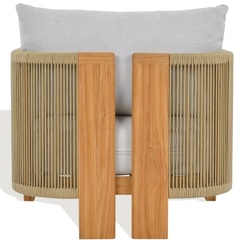 Safavieh Marina Teak Wood Patio Chair in White / Teak