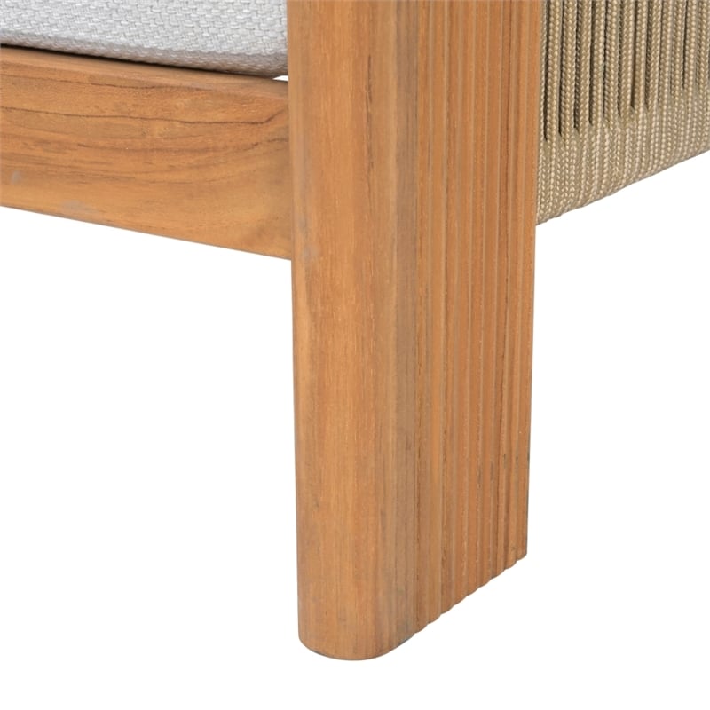 Safavieh Marina Teak Wood Patio Chair in White / Teak