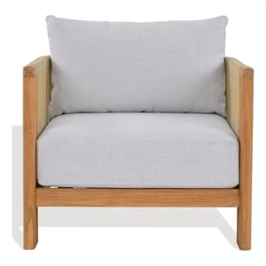 Safavieh Marina Teak Wood Patio Chair in White / Teak