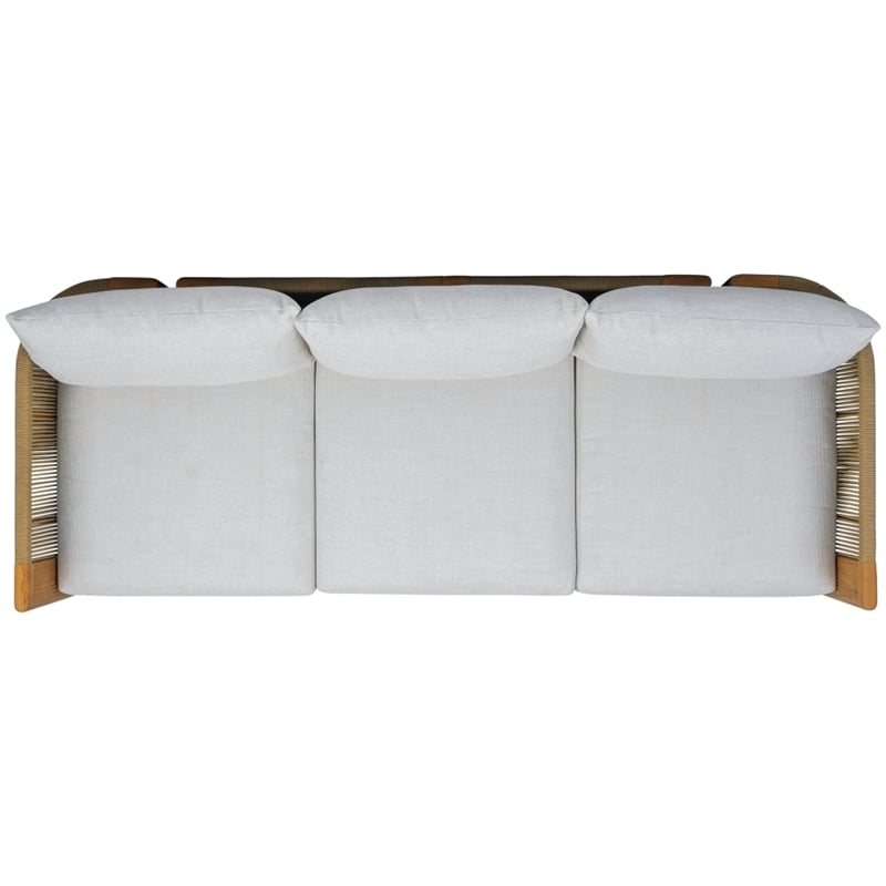 Safavieh Marina Teak Wood Patio Sofa in White / Teak