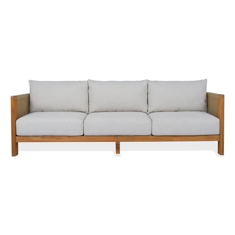 Safavieh Marina Teak Wood Patio Sofa in White / Teak
