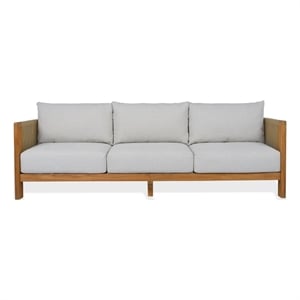 Safavieh Marina Teak Wood Patio Sofa in White / Teak
