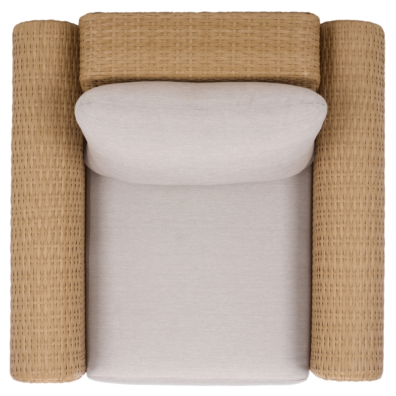Safavieh Cleandra Wicker Aluminum Patio Chair in Natural / Beige