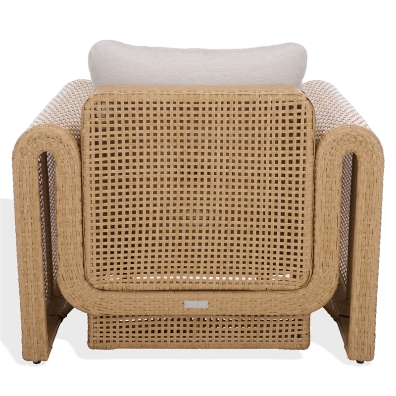 Safavieh Cleandra Wicker Aluminum Patio Chair in Natural / Beige
