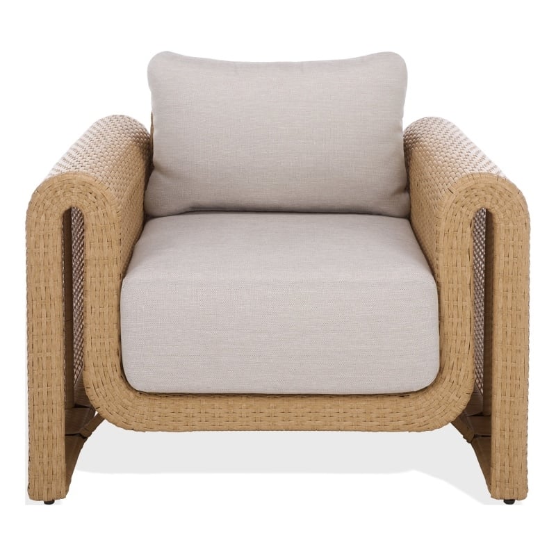 Safavieh Cleandra Wicker Aluminum Patio Chair in Natural / Beige