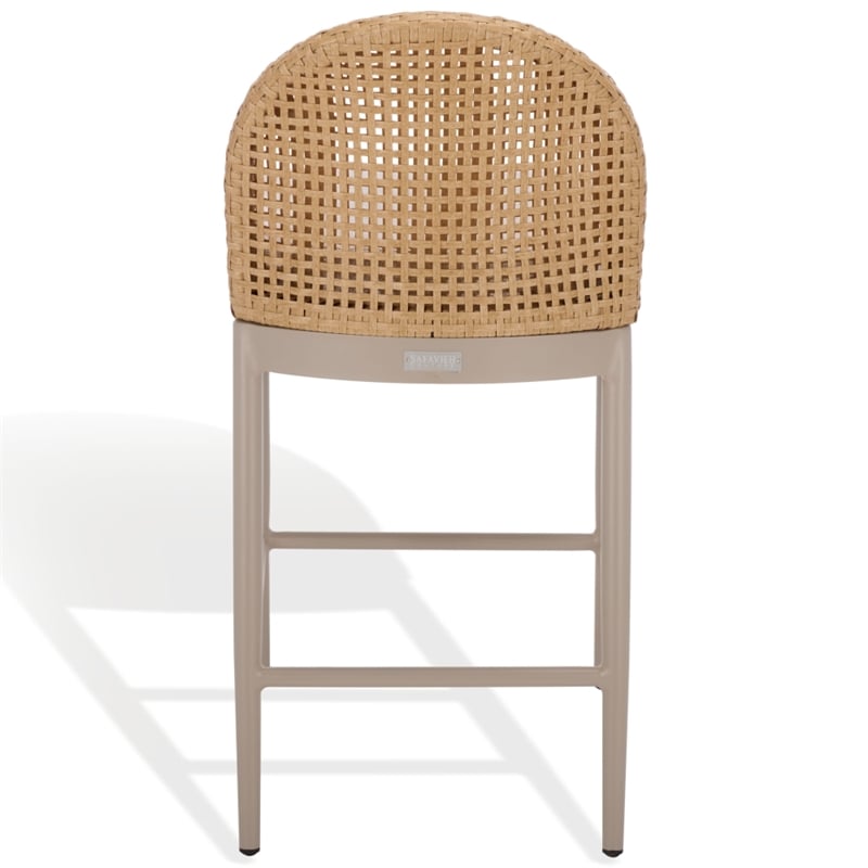 Safavieh Rosalind Aluminum Patio Counter Stool in Light Gray / Beige