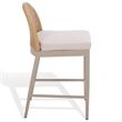 Safavieh Rosalind Aluminum Patio Counter Stool in Light Gray / Beige