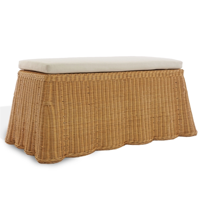 Safavieh Hylda Rattan Bench in Natural / White