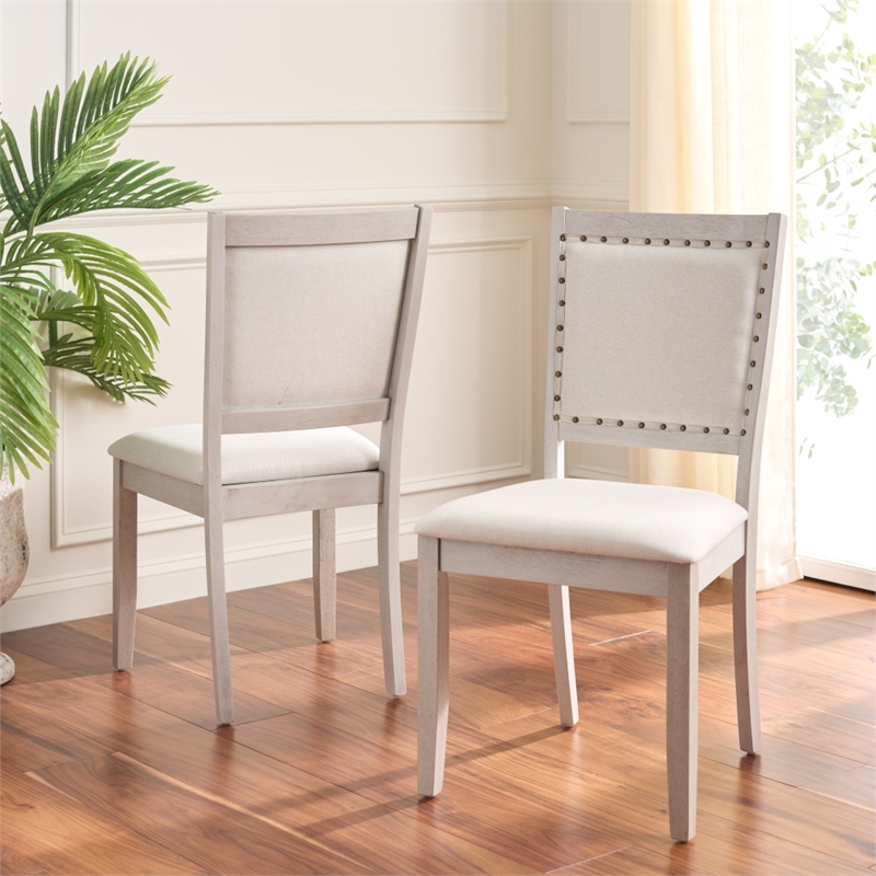 Safavieh Greyes Wood Dining Chair in Cream / Gray