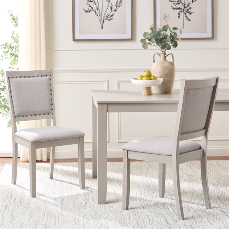 Safavieh Greyes Wood Dining Chair in Light Gray / Gray