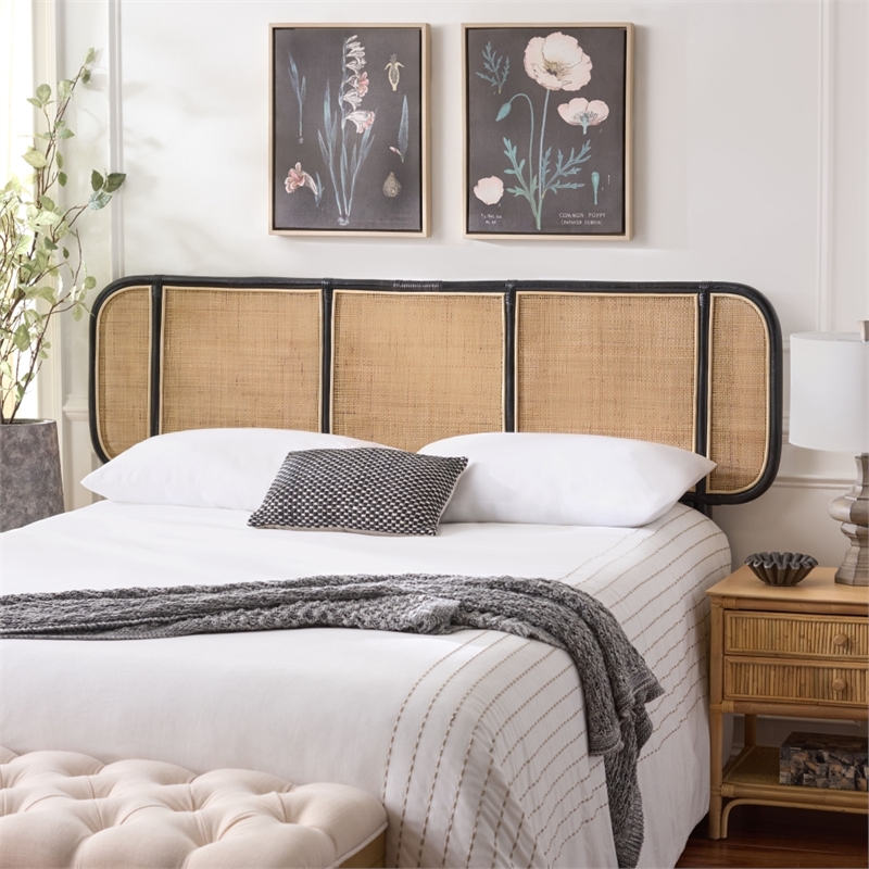 Safavieh Takuma Rattan Headboard in Black