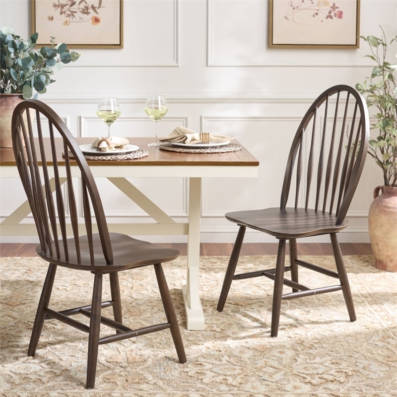 Safavieh Wendall Wood Spindle Chair in Dark Walnut