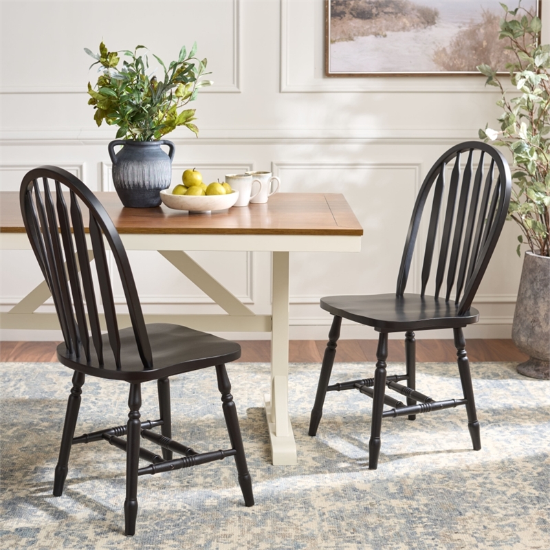Safavieh Fazel Wood Dining Chairs in Matte Black