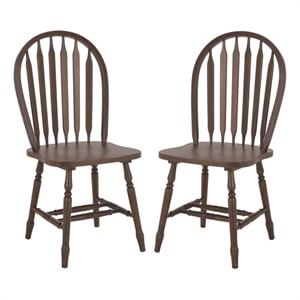 Safavieh Fazel Wood Dining Chairs in Dark Walnut