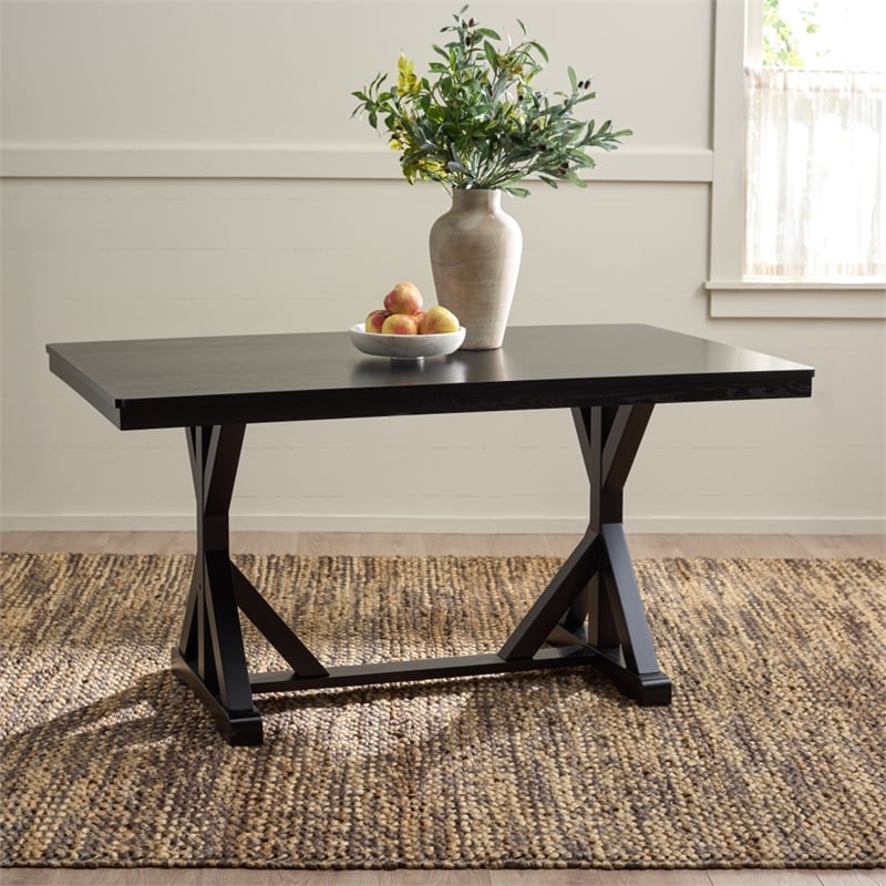 Safavieh Hildy Wood Dining Table in Black