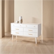 Safavieh Zack 6 Drawer Wood Dresser in White / Brass