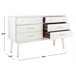 Safavieh Zack 6 Drawer Wood Dresser in White / Brass