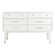 Safavieh Zack 6 Drawer Wood Dresser in White / Brass