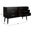 Safavieh Zack 6 Drawer Wood Dresser in Black / Brass