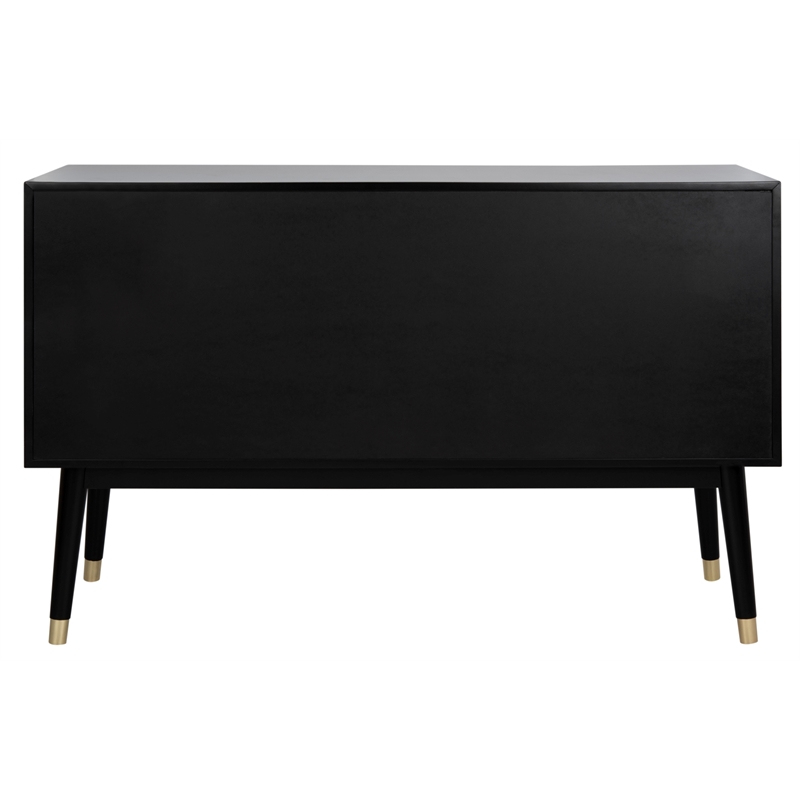 Safavieh Zack 6 Drawer Wood Dresser in Black / Brass