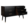 Safavieh Zack 6 Drawer Wood Dresser in Black / Brass