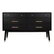 Safavieh Zack 6 Drawer Wood Dresser in Black / Brass