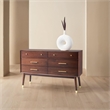 Safavieh Zack 6 Drawer Wood Dresser in Walnut / Brass