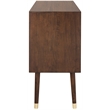 Safavieh Zack 6 Drawer Wood Dresser in Walnut / Brass
