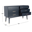 Safavieh Zack 6 Drawer Wood Dresser in Navy / Brass