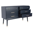 Safavieh Zack 6 Drawer Wood Dresser in Navy / Brass