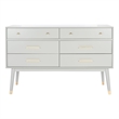 Safavieh Zack 6 Drawer Wood Dresser in Gray / Brass