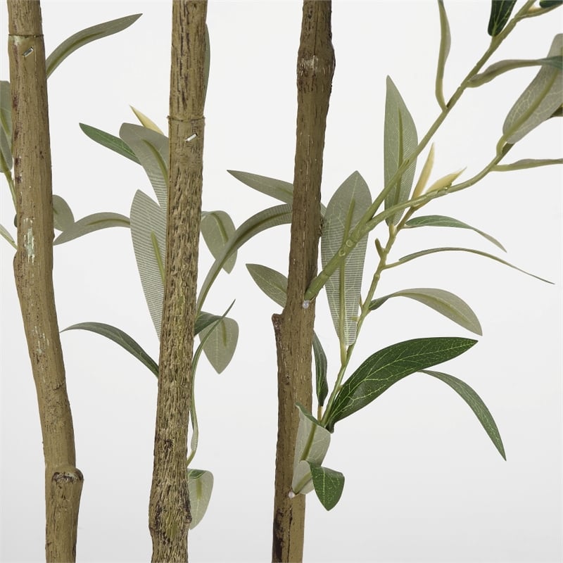 Safavieh Faux 71'' Plastic Olive Tree in Green / Black