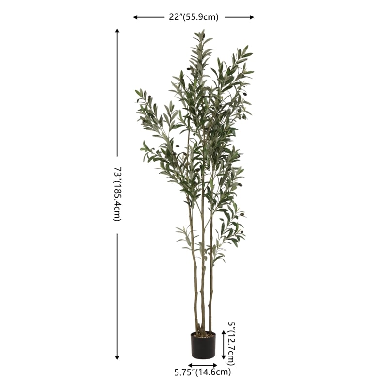 Safavieh Faux 71'' Plastic Olive Tree in Green / Black