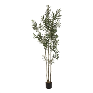 Safavieh Faux 71'' Plastic Olive Tree in Green / Black