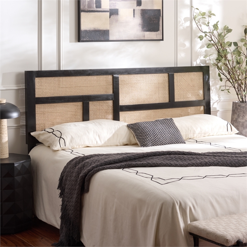 Safavieh Nariely Rattan Headboard in Black