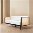 Safavieh Petroski French Cane Rattan Sofa in Black / Natural