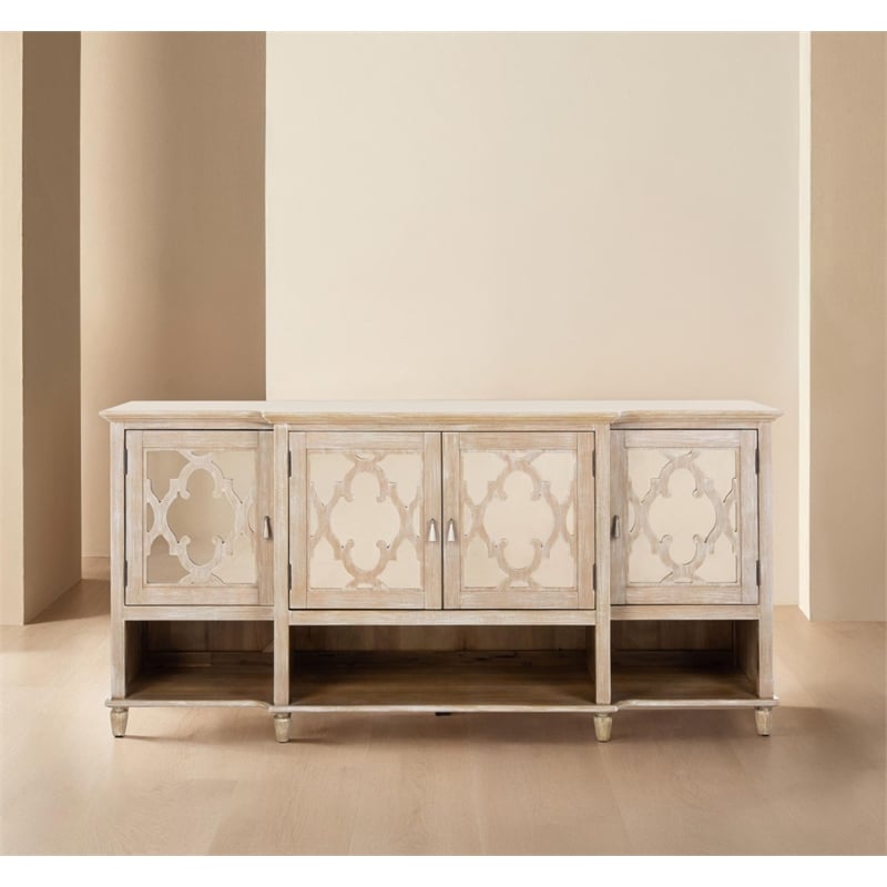 Safavieh Lecarlo Mirrored Wood Sideboard in White