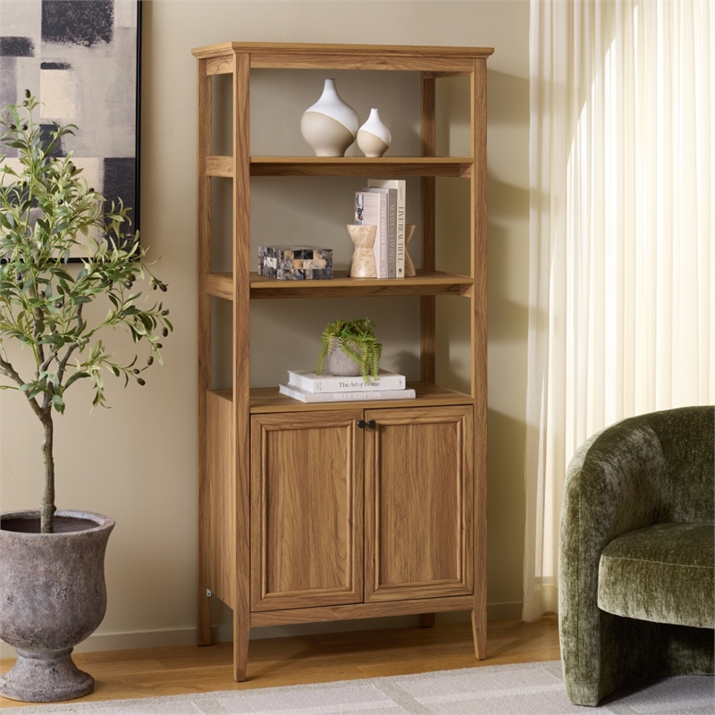 Safavieh Sondra 3 Shelf 1 Wood Cabinet Etagere in Oak