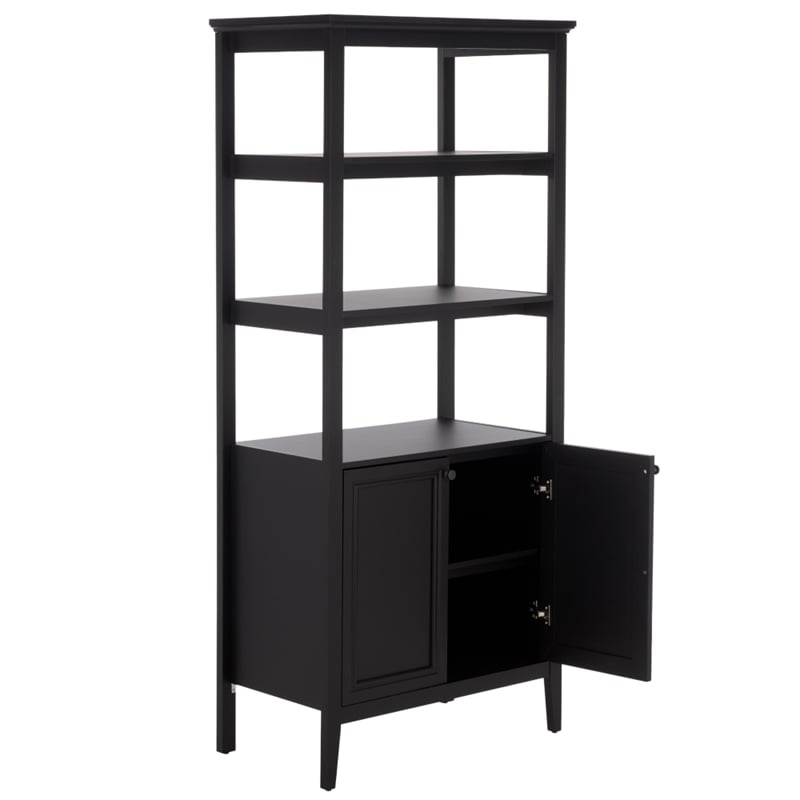 Safavieh Sondra 3 Shelf 1 Wood Cabinet Etagere in Black
