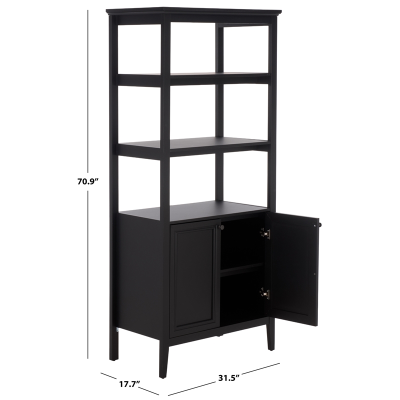Safavieh Sondra 3 Shelf 1 Wood Cabinet Etagere in Black