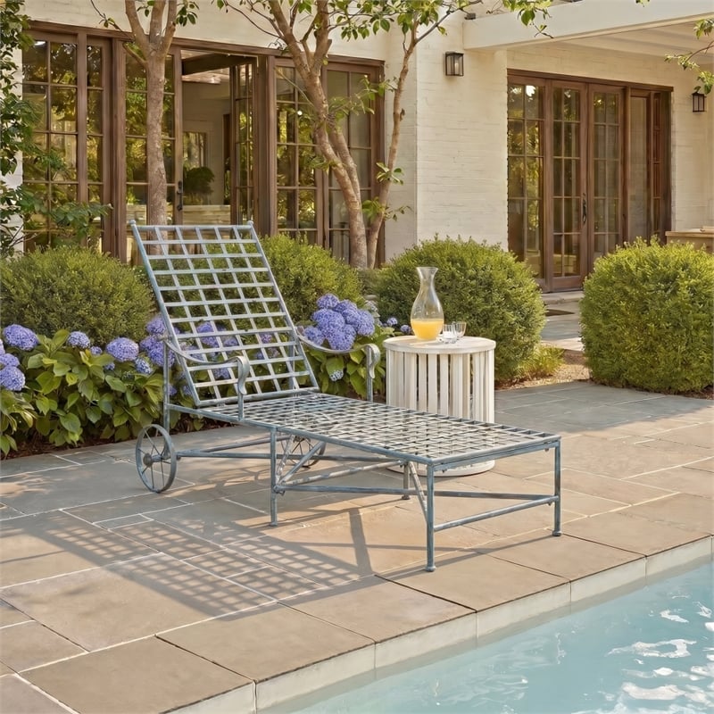 Safavieh Caledonia Iron Chaise Lounge in Blue