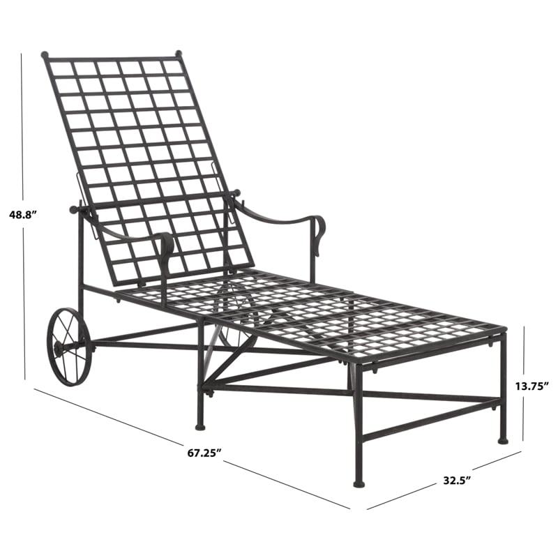 Safavieh Caledonia Iron Chaise Lounge in Black