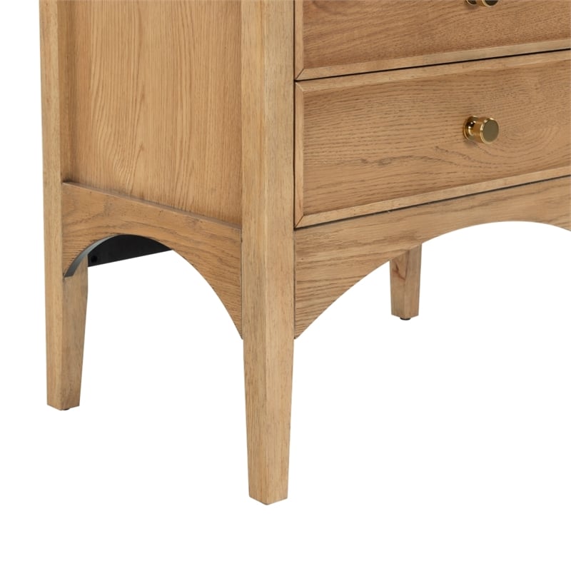 Safavieh Talia 2 Drawer Wood Nightstand in Brown / Oak