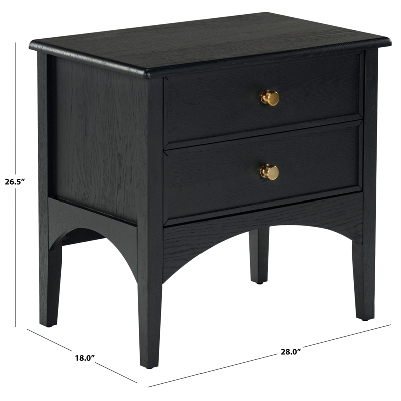 Safavieh Talia 2 Drawer Wood Nightstand in Black