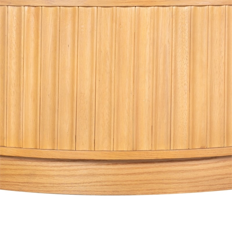Safavieh Cynthia Round Fluted Wood Coffee Table in Brown / Oak