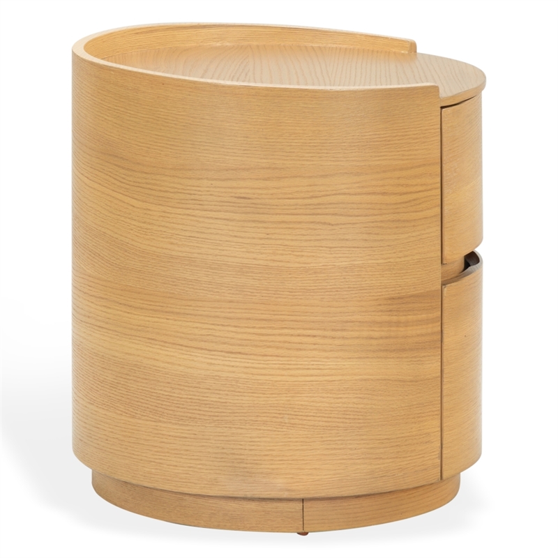 Safavieh Melissa Round 2 Drawer Wood Nightstand in Oak