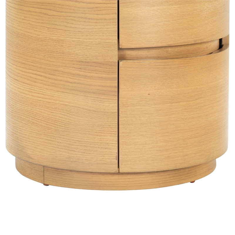 Safavieh Melissa Round 2 Drawer Wood Nightstand in Oak