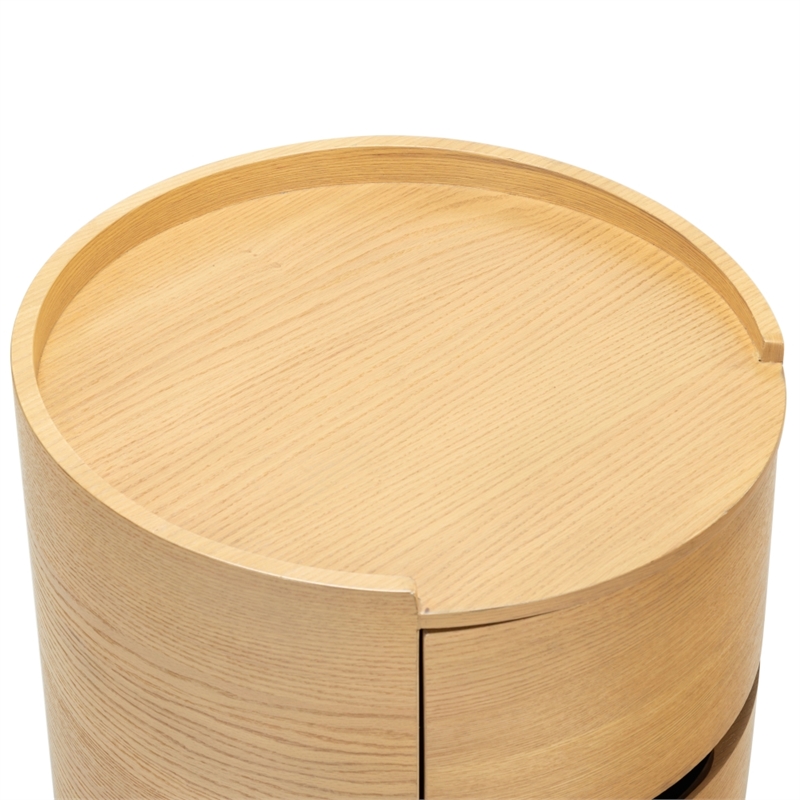 Safavieh Melissa Round 2 Drawer Wood Nightstand in Oak